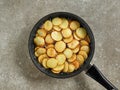 Frying potatoes in a pan Royalty Free Stock Photo