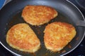 frying Schnitzel in the pan Royalty Free Stock Photo