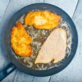Frying Schnitzel Royalty Free Stock Photo