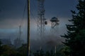 Fryingpan Mountain Firewatch covered in fog in Pisgah National Forest, North Carolina Royalty Free Stock Photo