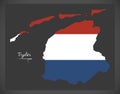 Fryslan Netherlands map with Dutch national flag