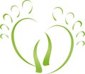 Two feet in heart shape, foot care and massage logo