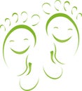 Two feet with smile, foot care and massage logo