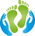 Two feet and two hands, foot care and massage logo Royalty Free Stock Photo