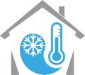 House, Thermometer and snowflake, temperature logo, air conditioning logo, air conditioning logo, ventilation logo