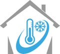 House, Thermometer and snowflake, temperature logo, air conditioning logo, air conditioning logo, ventilation logo
