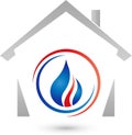 House, water and flame, plumber logo, tools logo, plumber icon, logo Royalty Free Stock Photo