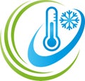 Thermometer and snowflake, temperature logo, air conditioning logo, air conditioning logo, ventilation logo