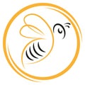 Bee in flight, bumblebee in flight, animal logo, insect logo, logo and icon Royalty Free Stock Photo
