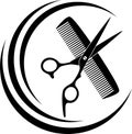 Scissors and Comb logo, Hairdresser and Barber Background