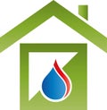 House, water, flame, plumber logo, tools logo, plumber icon, logo Royalty Free Stock Photo