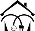 House, Electricity plug, electricity outlet, sticker label, electrician logo, electrician icon Royalty Free Stock Photo
