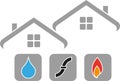 House, water, flame, plumber logo, tools logo, plumber icon, logo Royalty Free Stock Photo