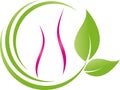 Body and leaves, orthopedics and massage logo, icon