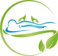 Two hands and person, Naturopath and Chiropractor logo, orthopedics and massage logo, icon