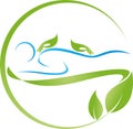 Two hands and person, Naturopath and Chiropractor logo, orthopedics and massage logo, icon