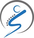 Person in motion and spine, Naturopath and Chiropractor logo, orthopedics and massage logo, icon