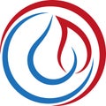 Water, flame, plumber logo, tools logo, plumber icon, logo