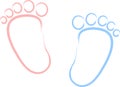 Baby footprint pink and blue, baby background, child logo, toddler logo, children background, baby logo, midwife logo Royalty Free Stock Photo