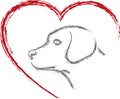 Dog and heart logo, Dog, Button and Logo, Animals Logo, Dogs Logo