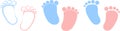 Baby footprint pink and blue, baby background, child logo, toddler logo, children background, baby logo, midwife logo Royalty Free Stock Photo