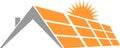 Sun and roof, house, solar, roof solar, energy, plumber icon, logo, janitor logo, craftsman logo Royalty Free Stock Photo