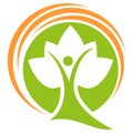 Human, person as a tree, human, tree and sun logo, icon, Naturopath and Gardener Logo Royalty Free Stock Photo