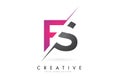 FS F S Letter Logo with Colorblock Design and Creative Cut