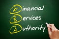 FSA - Financial Services Authority acronym, business concept on blackboard Royalty Free Stock Photo