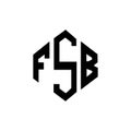 FSB letter logo design with polygon shape. FSB polygon and cube shape logo design. FSB hexagon vector logo template white and