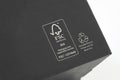 FSC - Forest Stewardship Council - logotype on cardboard package.