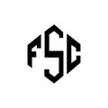 FSC letter logo design with polygon shape. FSC polygon and cube shape logo design. FSC hexagon vector logo template white and