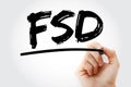 FSD - Functional Specifications Document acronym with marker, concept background