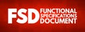 FSD - Functional Specifications Document, concept background Royalty Free Stock Photo