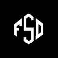 FSD letter logo design with polygon shape. FSD polygon and cube shape logo design. FSD hexagon vector logo template white and Royalty Free Stock Photo