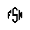 FSN letter logo design with polygon shape. FSN polygon and cube shape logo design. FSN hexagon vector logo template white and Royalty Free Stock Photo