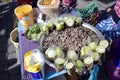 fsnails with lemon, a traditional snack on the counter at the rural market of Otavalo