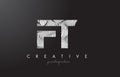 FT F T Letter Logo with Zebra Lines Texture Design Vector.