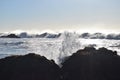 20ft Pacific waves crashing against California& x27;s Highway 1
