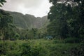 The 1450 ft tall Hi'ilawe waterfall in the Waipio Valley. Big Island, Hawaii