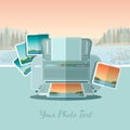 Ftat icon printer with photo on landscape background Royalty Free Stock Photo