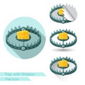 Ftat icon trap with piece of cheese isolated on white Royalty Free Stock Photo