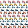 Ftat Tractor Seamless Pattern Background Vector Illustration Royalty Free Stock Photo