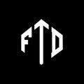 FTD letter logo design with polygon shape. FTD polygon and cube shape logo design. FTD hexagon vector logo template white and Royalty Free Stock Photo