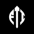 FTI circle letter logo design with circle and ellipse shape. FTI ellipse letters with typographic style. The three initials form a Royalty Free Stock Photo