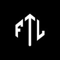 FTL letter logo design with polygon shape. FTL polygon and cube shape logo design. FTL hexagon vector logo template white and Royalty Free Stock Photo