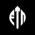 FTM circle letter logo design with circle and ellipse shape. FTM ellipse letters with typographic style. The three initials form a Royalty Free Stock Photo