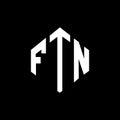 FTN letter logo design with polygon shape. FTN polygon and cube shape logo design. FTN hexagon vector logo template white and Royalty Free Stock Photo