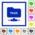 Ftp authentication password flat framed icons