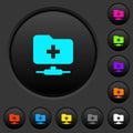 FTP create folder dark push buttons with color icons Royalty Free Stock Photo